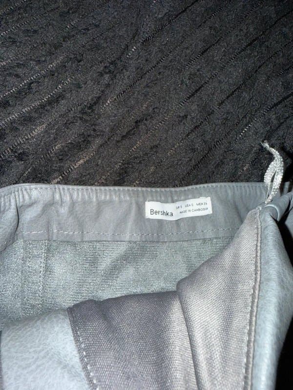 Bershka Bershka Grey Leather Zip-Up Top