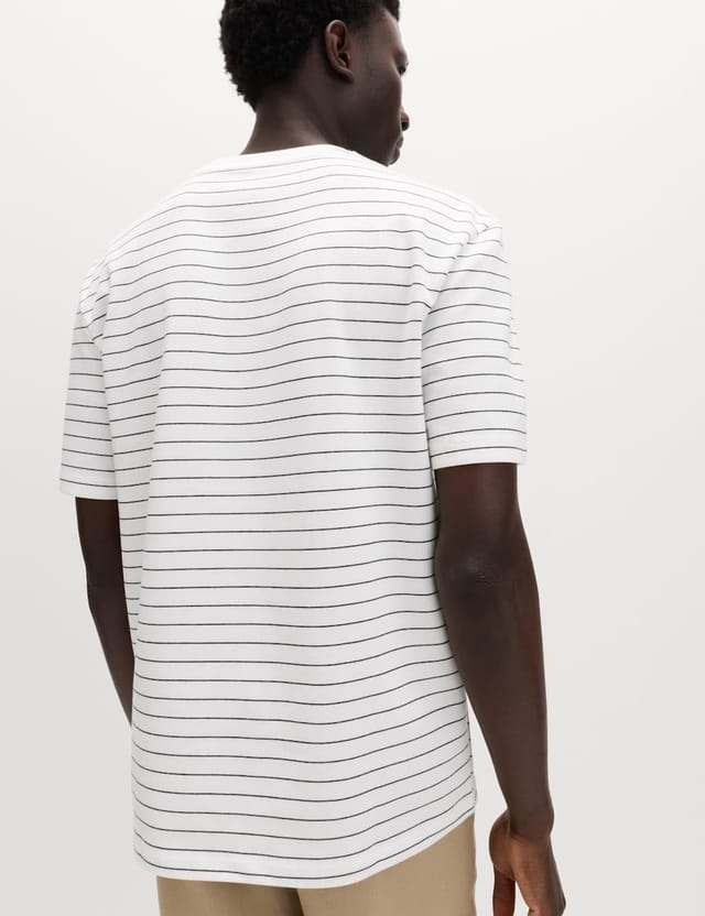 Marks & Spencer M&S The Ultimate Cotton Rich Breton T-Shirt Ivory Mix - 3