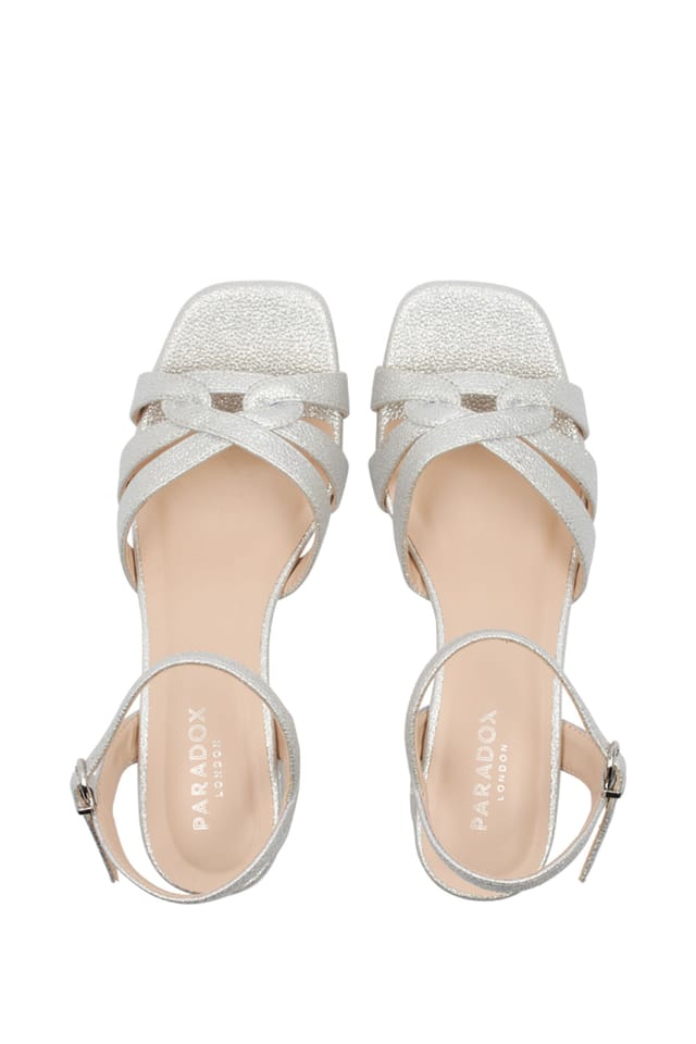Paradox London Paradox London Women's 'Marcia' Faux Leather Block Heel Sandal in Silver - 3