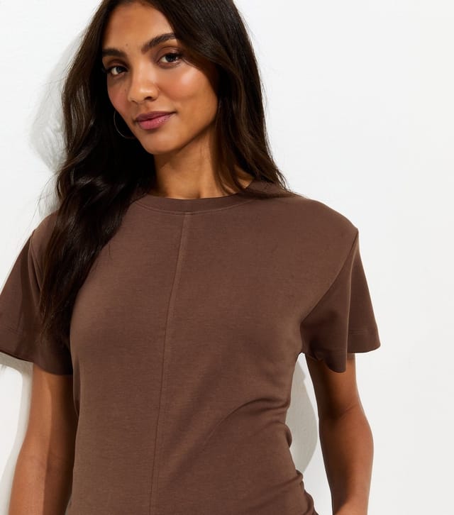 New Look Women's Maternity Dark Brown Ruched T-Shirt Midi Dress New Look - 2