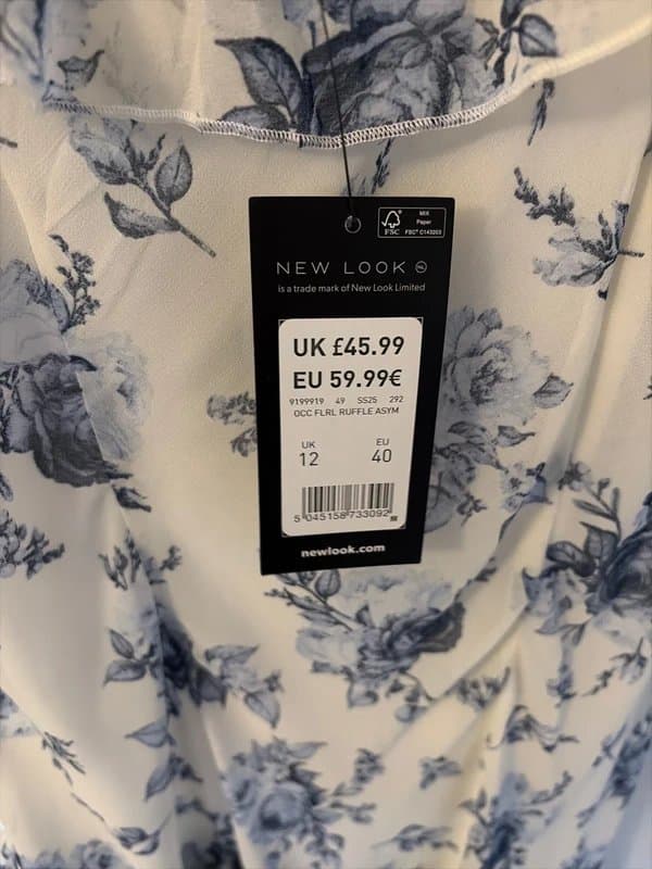 New Look New Look Blue Floral Ruffle Asymmetric Midi Dress – UK 12