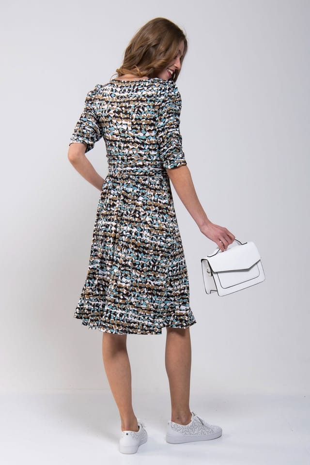 Jolie Moi Jolie Moi Women's Puffy Sleeved Midi Jersey Dress - 2