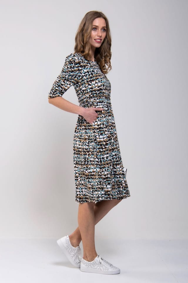 Jolie Moi Jolie Moi Women's Puffy Sleeved Midi Jersey Dress - 3