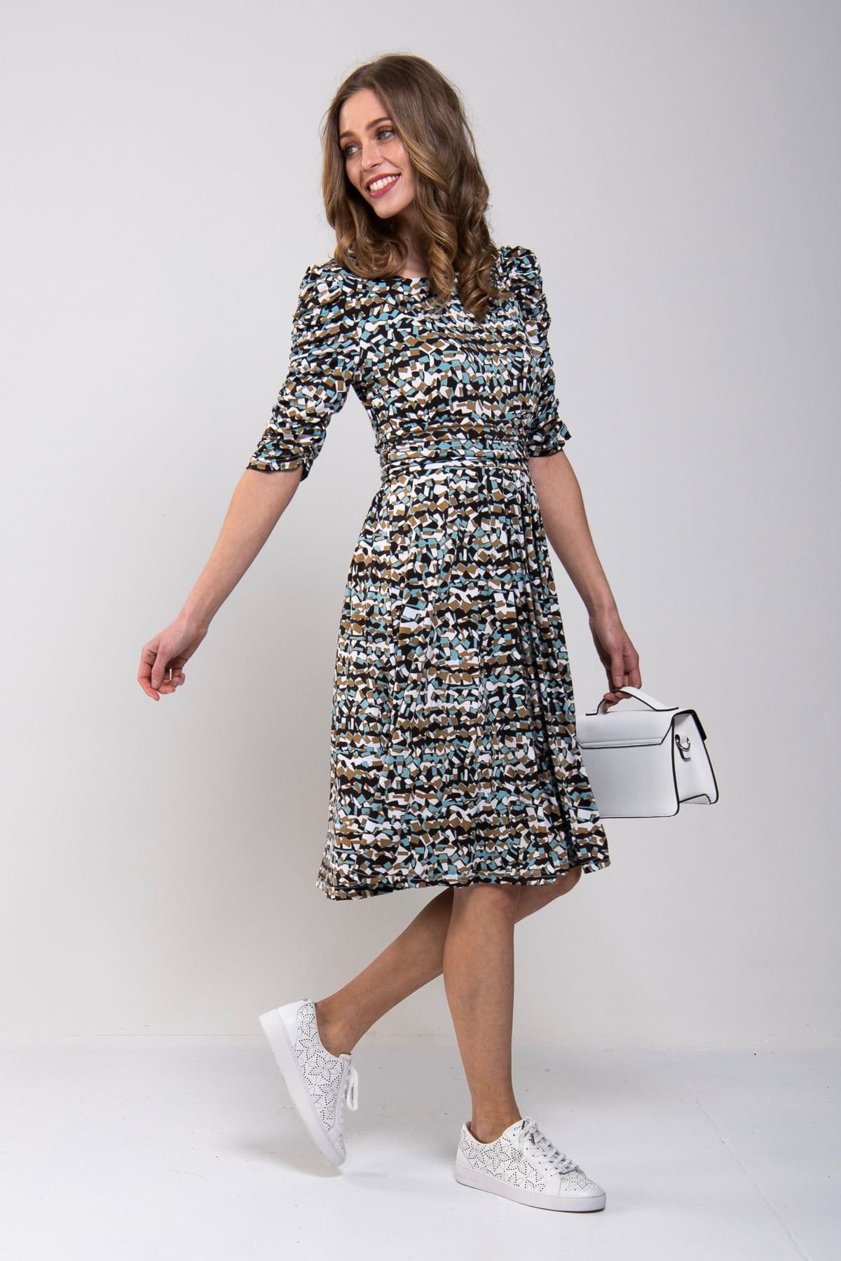 Jolie Moi Jolie Moi Women's Puffy Sleeved Midi Jersey Dress - 4