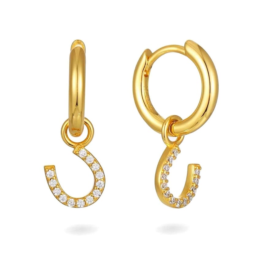 Gold Trip Gold Trip Women's Horseshoe Huggie Hoops in Gold - 1