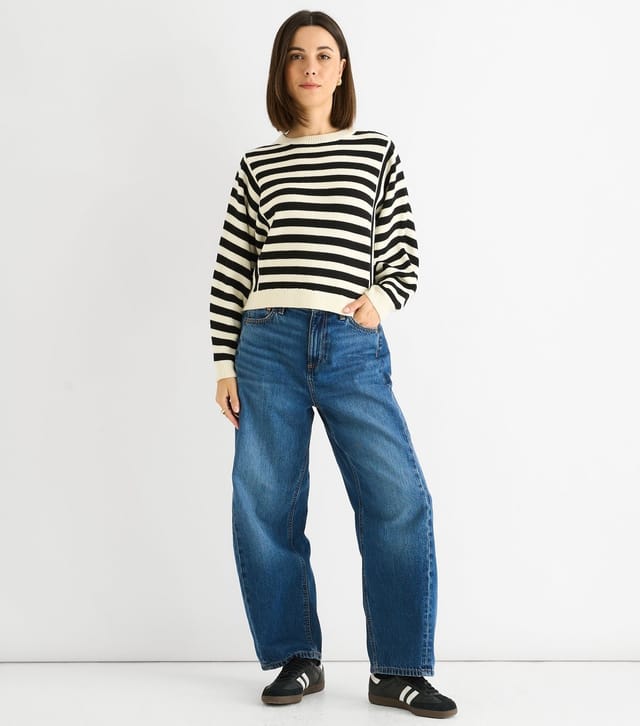 Gini London Women's Black Striped Jumper Gini London New Look - 3