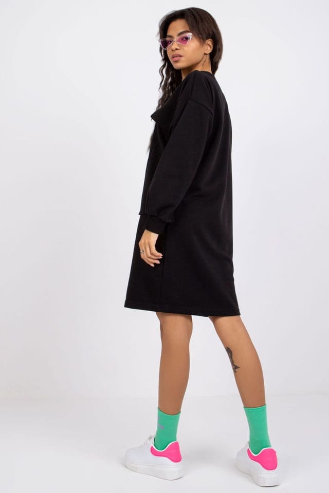 Love Lace Love Lace Women's Loose Fit Long Sleeve Daydress Pockets in Black - 3