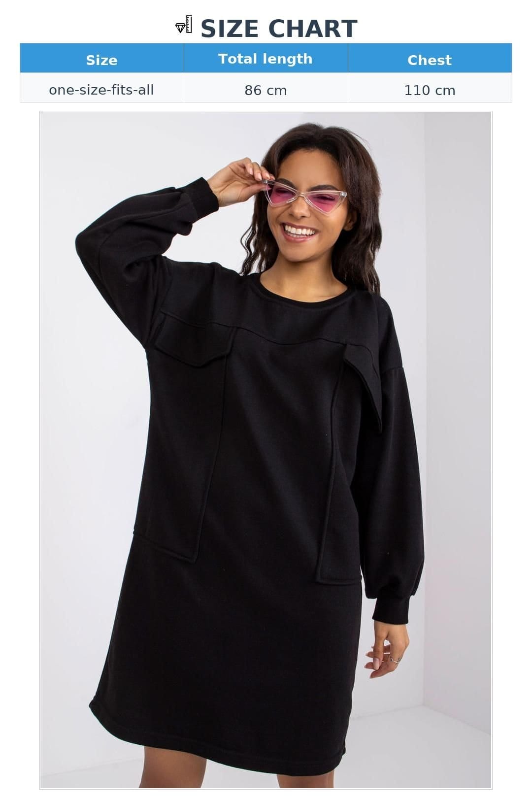 Love Lace Love Lace Women's Loose Fit Long Sleeve Daydress Pockets in Black - 4