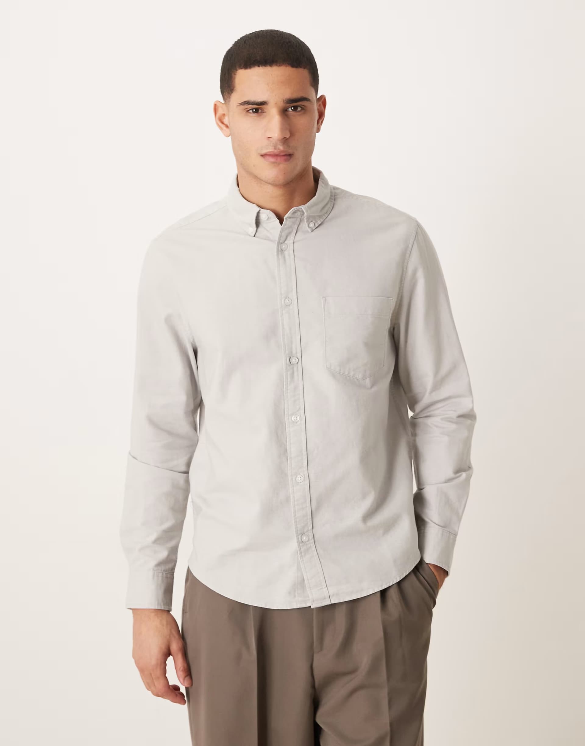 ASOS ASOS DESIGN regular fit oxford shirt in light grey