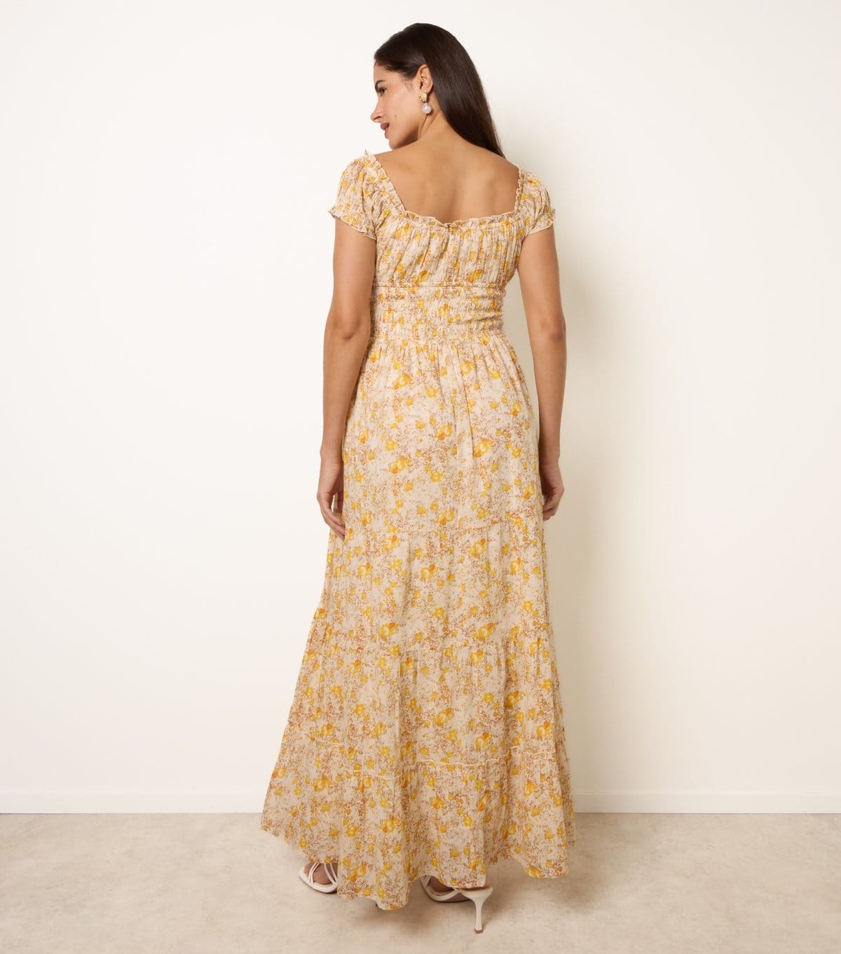 Blue Vanilla Women's Yellow Floral Print Tie Front Maxi Dress Blue Vanilla New Look - 4