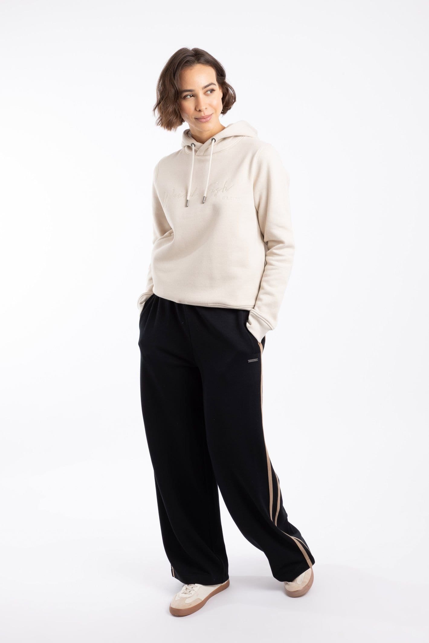 Weird Fish Weird Fish Women's Phoebe Embroidered Graphic Sweatshirt Hoodie in Light Brown - 4