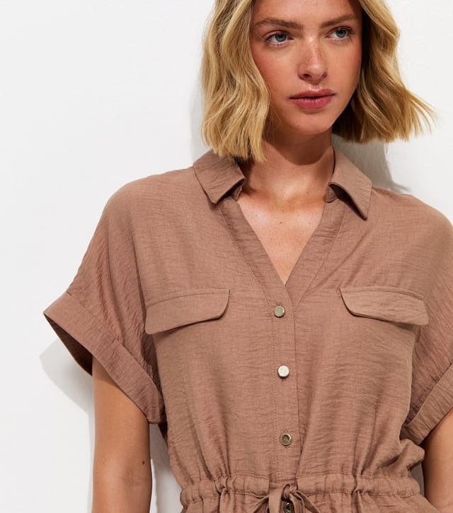 New Look Women's Mink Utility Tie Front Shirt New Look - 2