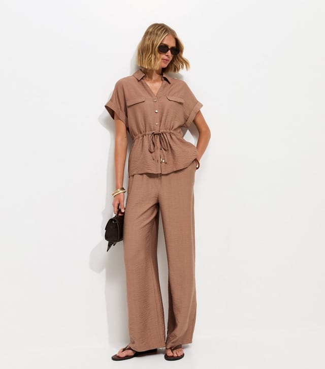 New Look Women's Mink Utility Tie Front Shirt New Look - 3