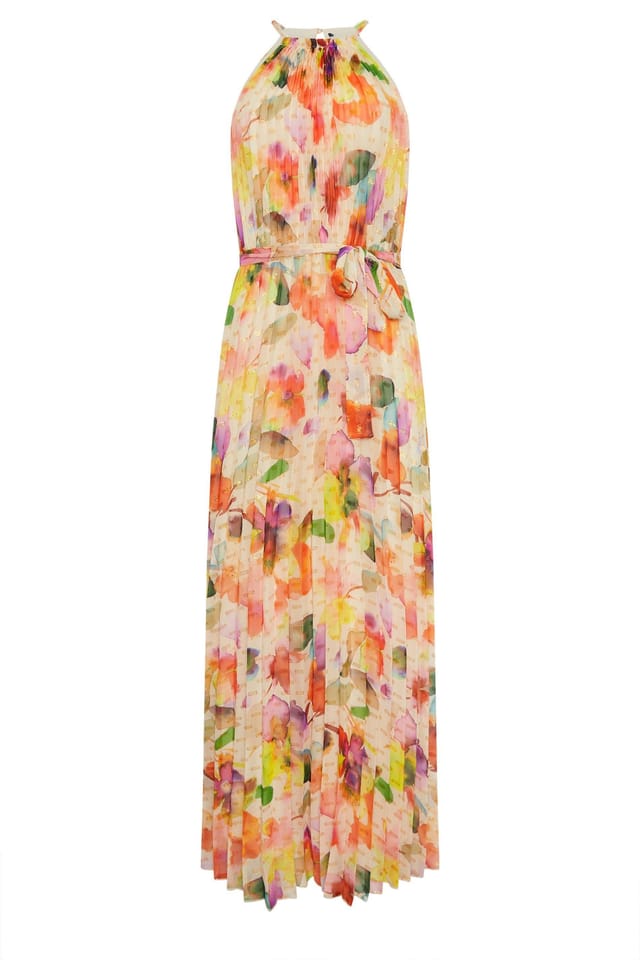 Star By Julien Macdonald Star by Julien Macdonald Women's Abstract Pleated Halter Neck Maxi Dress in Natural - 2