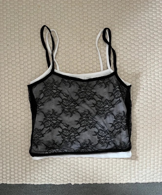 ASOS black lace layered going out top - 1