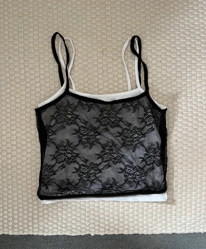 ASOS black lace layered going out top