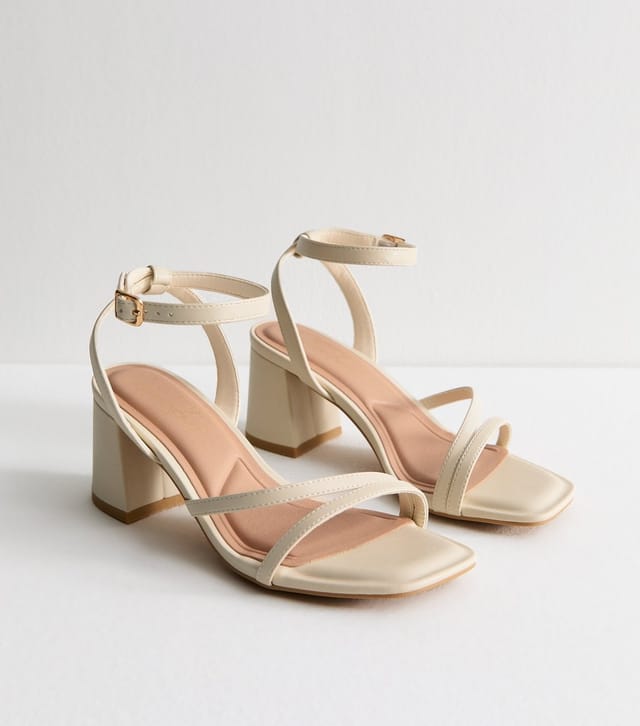 New Look Women's Wide Fit Off White Faux Leather Block Heel Sandals Vegan New Look - 2