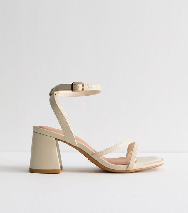 New Look Women's Wide Fit Off White Faux Leather Block Heel Sandals Vegan New Look - 3