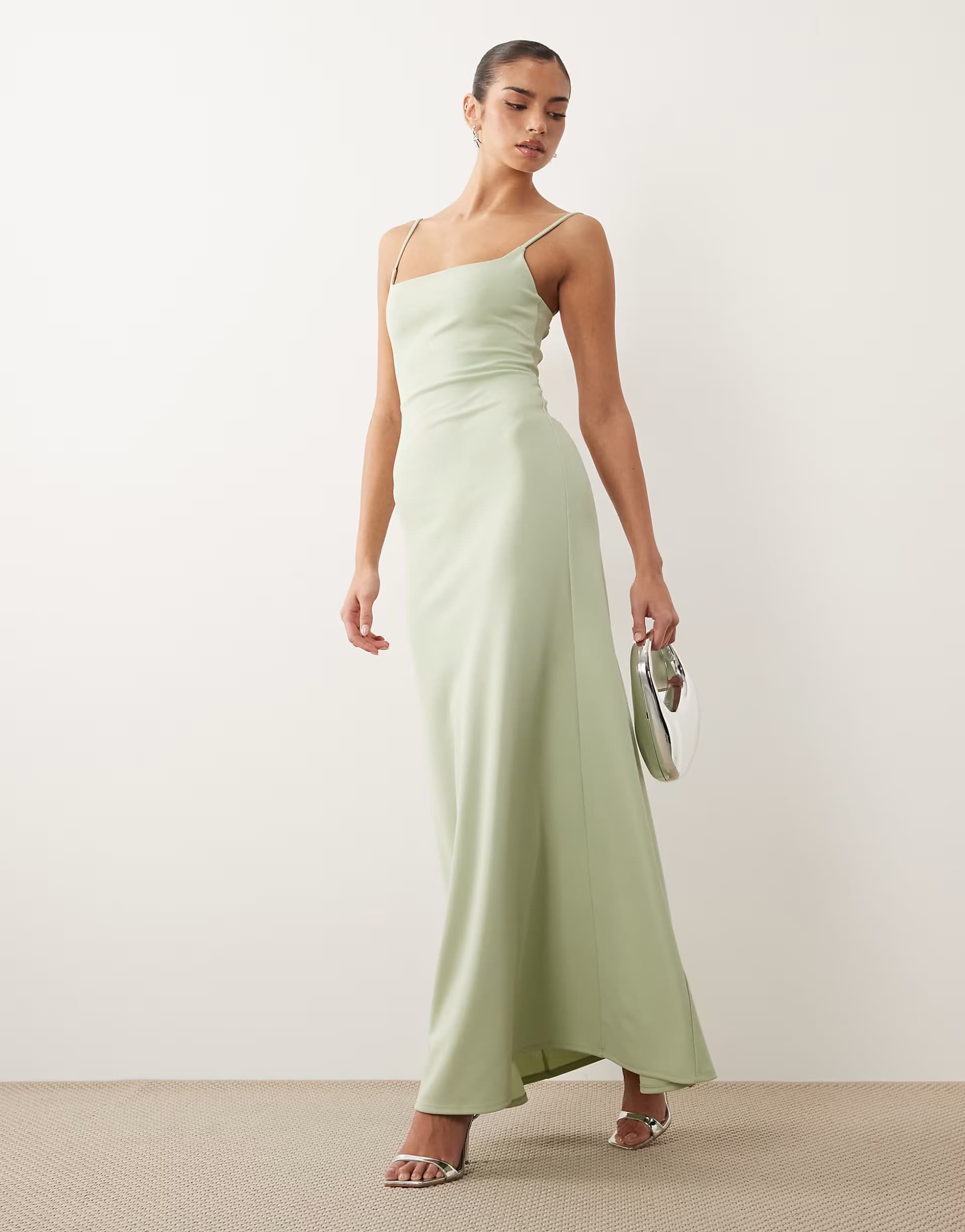 ASOS ASOS DESIGN cami maxi dress with lace up back in sage