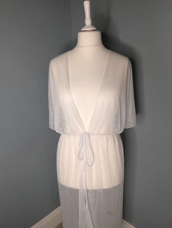 Shein Curve Shein Curve White Sheer Shimmer Robe Bridal Beach Cover Up Size 3XL Size 22 Size 24 - 1