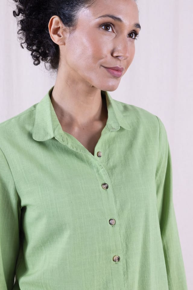 Nomads Clothing Nomads Clothing Women's Women Cotton Slub Shirt in Light Green - 3
