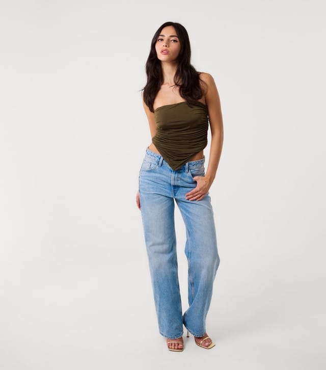 Pink Vanilla Women's Khaki Ruched Bandeau Top Pink Vanilla New Look - 2