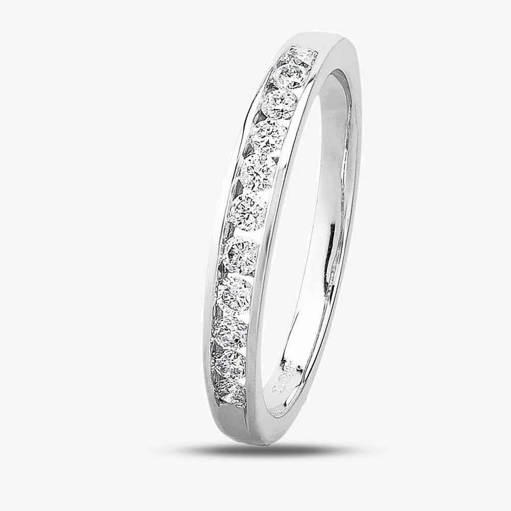 T.H.Baker T.H.Baker Women's 9ct White Gold 0.25ct Diamond Channel Set Half Eternity Ring TH0103248 R in Silver
