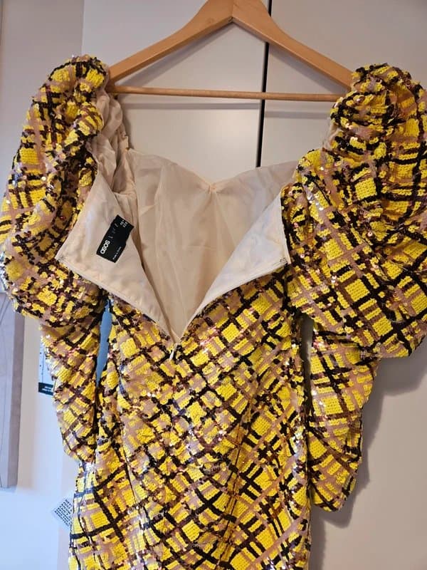 Asos luxe ASOS Luxe sequin embellished love heart puff sleeve mini dress