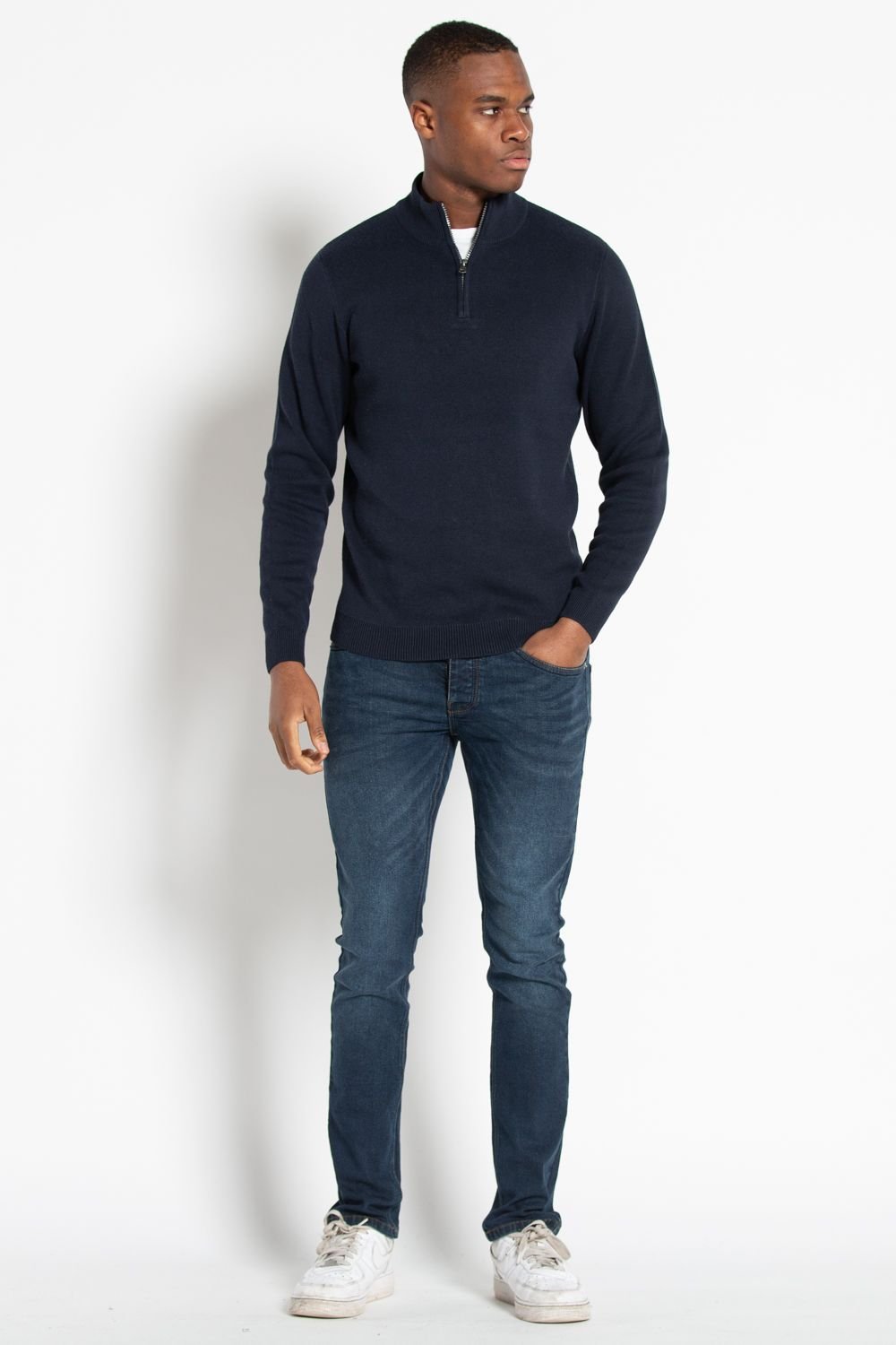Tokyo Laundry Tokyo Laundry Men's Cotton Blend Half Milano Zip Neck Jumper in Navy - 3