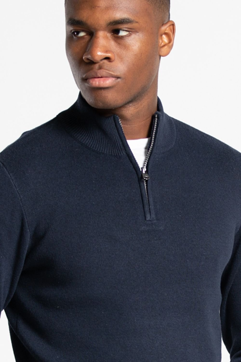 Tokyo Laundry Tokyo Laundry Men's Cotton Blend Half Milano Zip Neck Jumper in Navy - 4