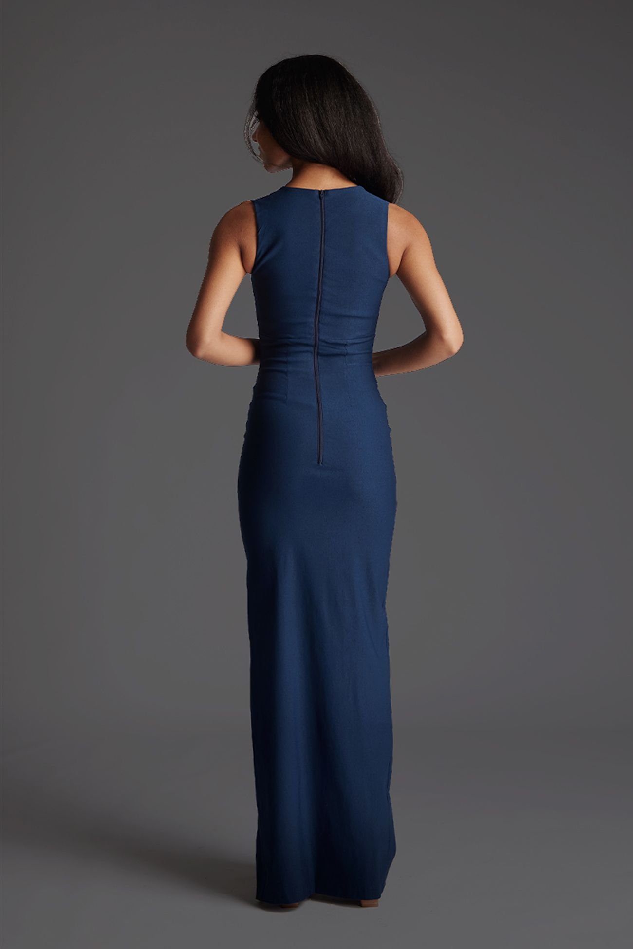 Vesper Vesper Women's Square Neck Bodycon Maxi Dress in Navy - 4