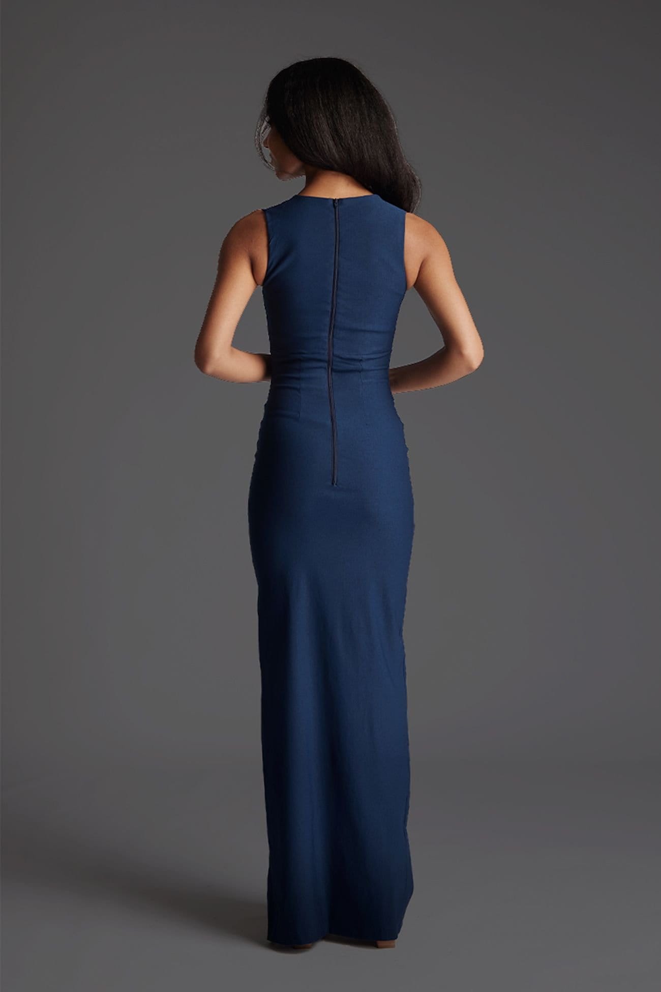 Vesper Vesper Women's Square Neck Bodycon Maxi Dress in Navy - 4