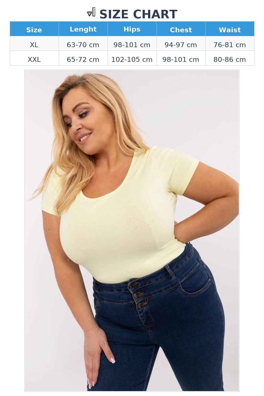 Love Lace Love Lace Women's Plus Size Cotton T-Shirt with Elastane in Yellow - 4