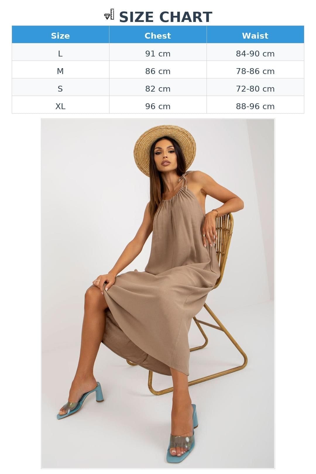 Love Lace Love Lace Women's Summer Long Dress Loose Tied Straps in Beige - 4