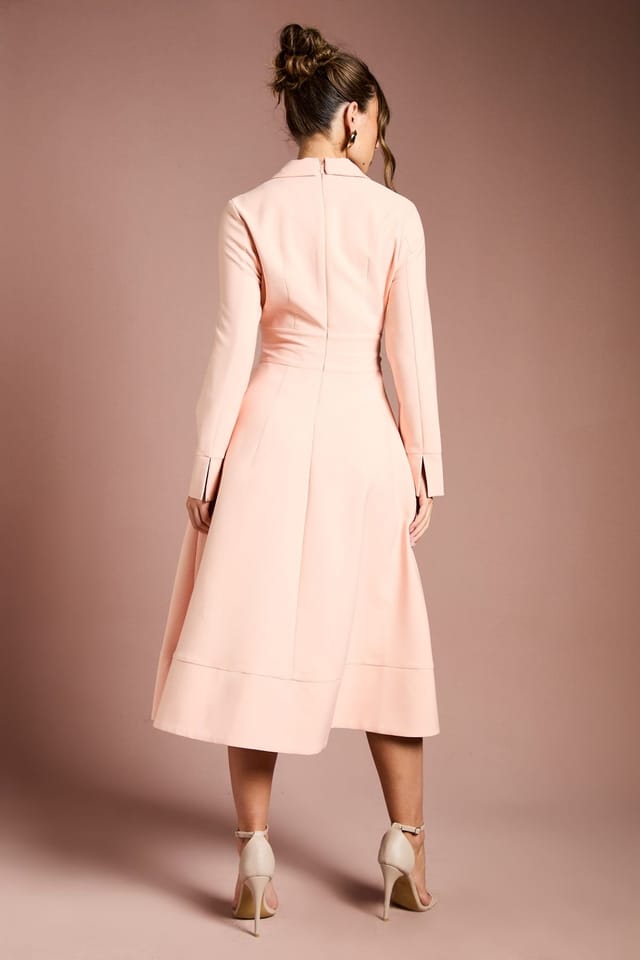 Coast Coast Women's Long Sleeve Belted Crepe Midi Dress in Rose - 3