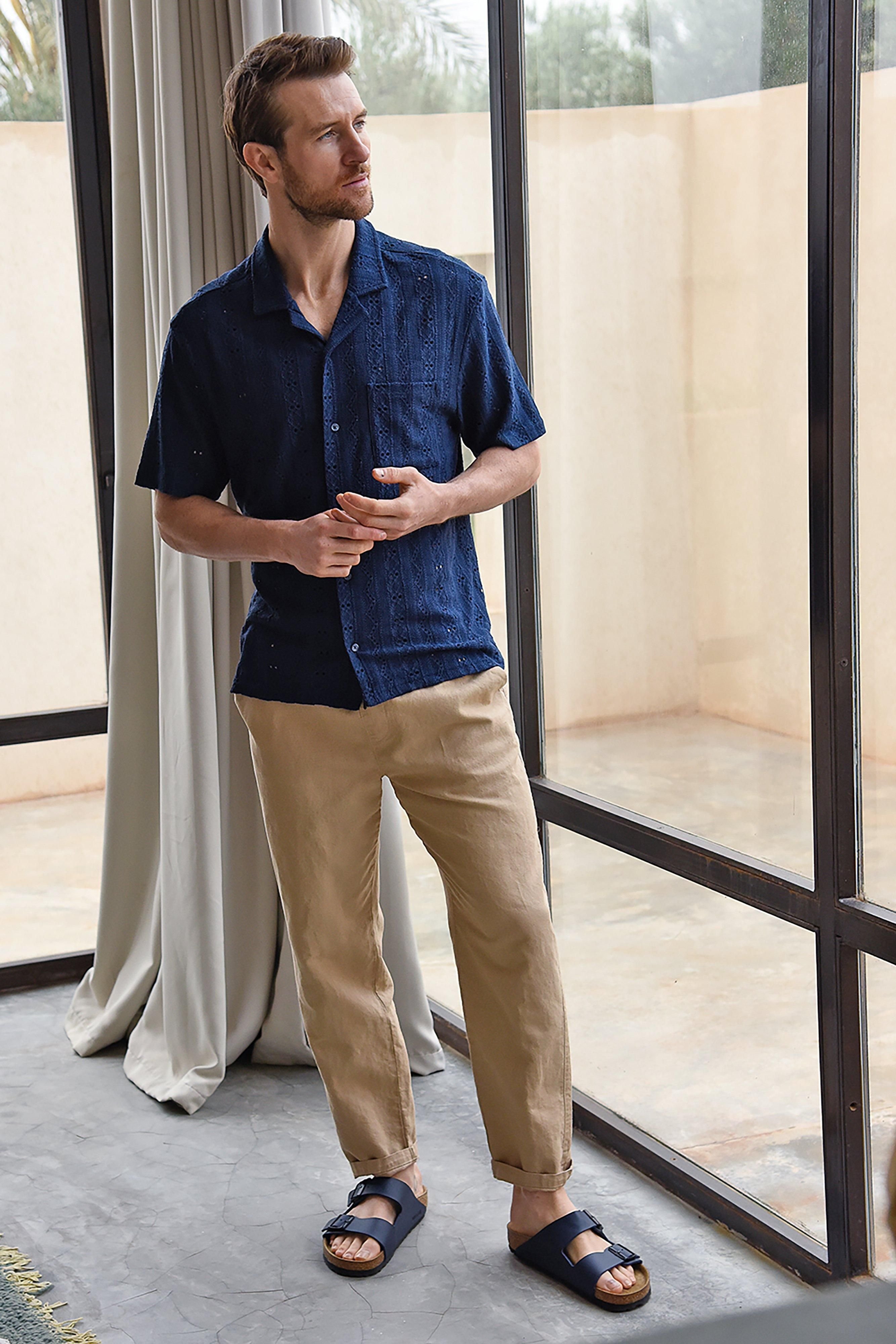 Oiler & Boiler Oiler & Boiler Men's Zanzibar Crochet Knit Shirt in Navy - 3