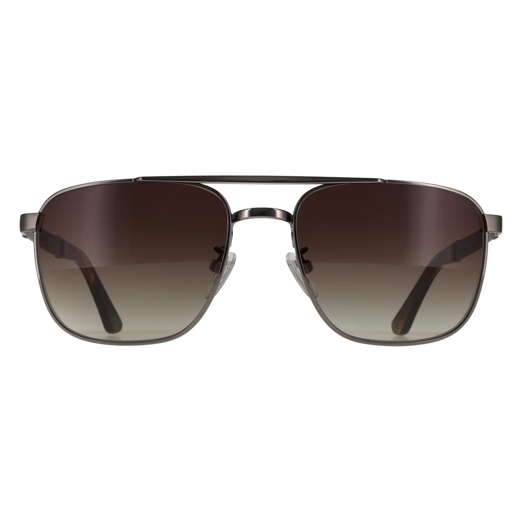 Police Police Men's Aviator Shiny Gunmetal Green Gradient SPL890M Origins 3 in Grey