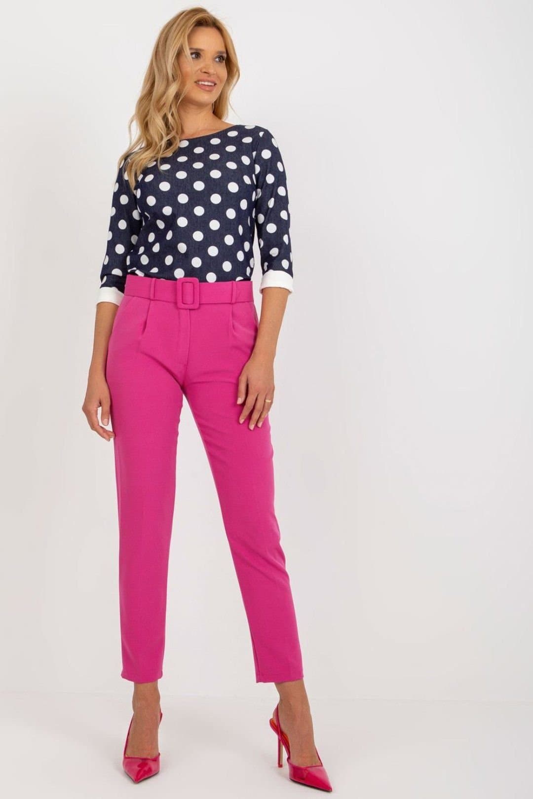 Love Lace Love Lace Pink High Waisted Trousers with Belt