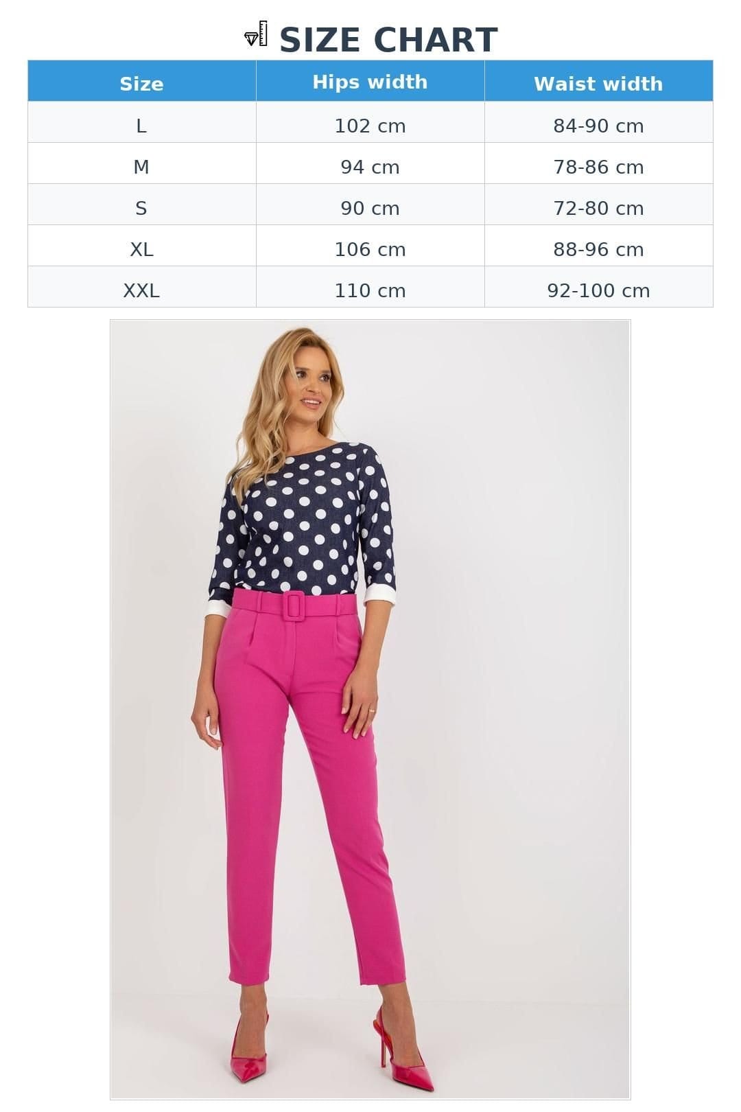 Love Lace Love Lace Women's High Waisted Trousers with Belt Zip Button Pockets in Pink - 4