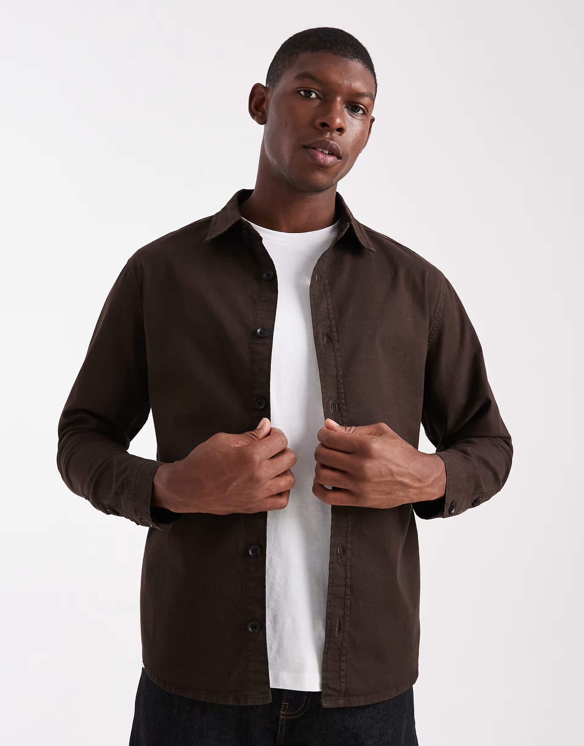 ASOS ASOS Brown Long Sleeve Shirt with Ripstop