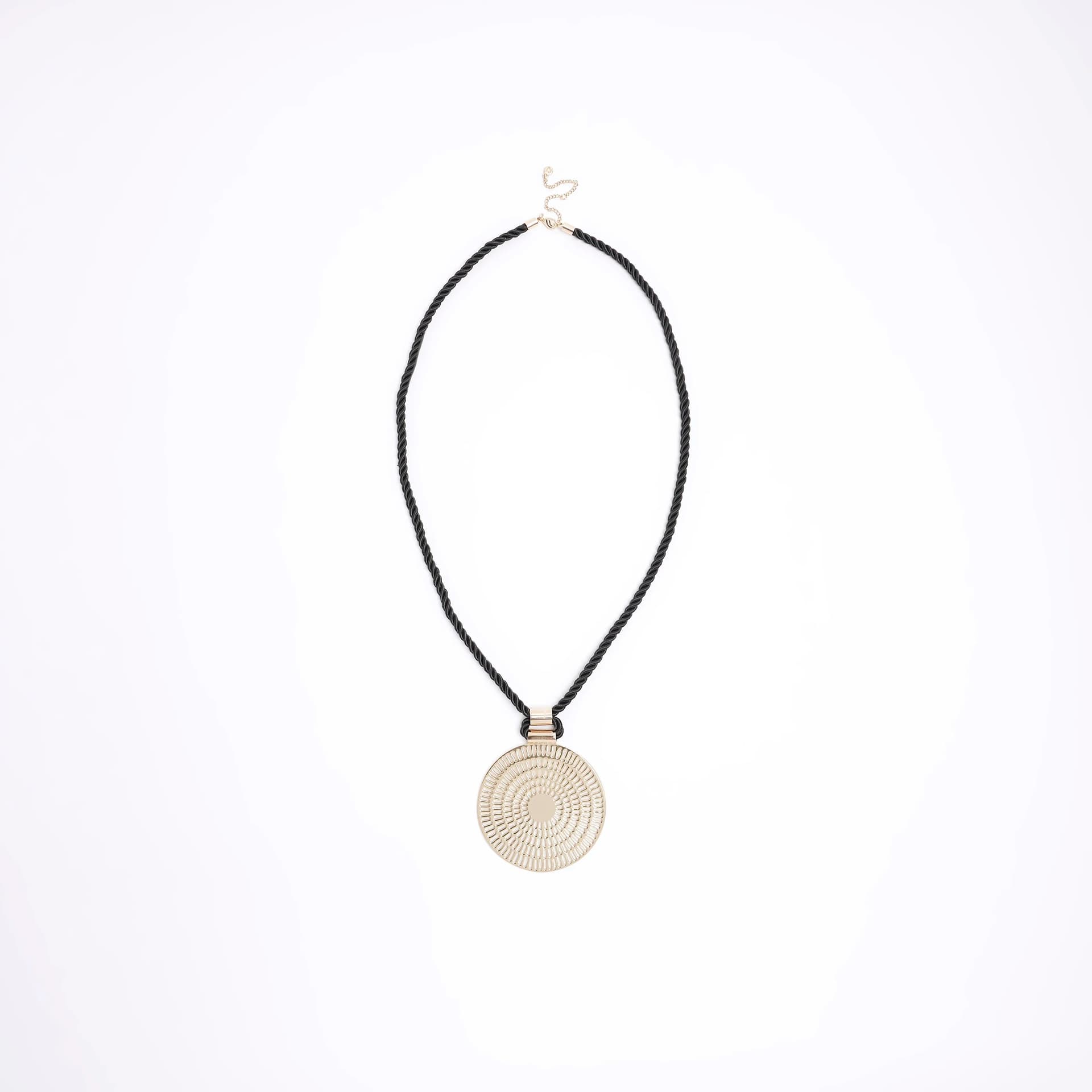 River Island River Island Womens Black Circle Pendant Necklace