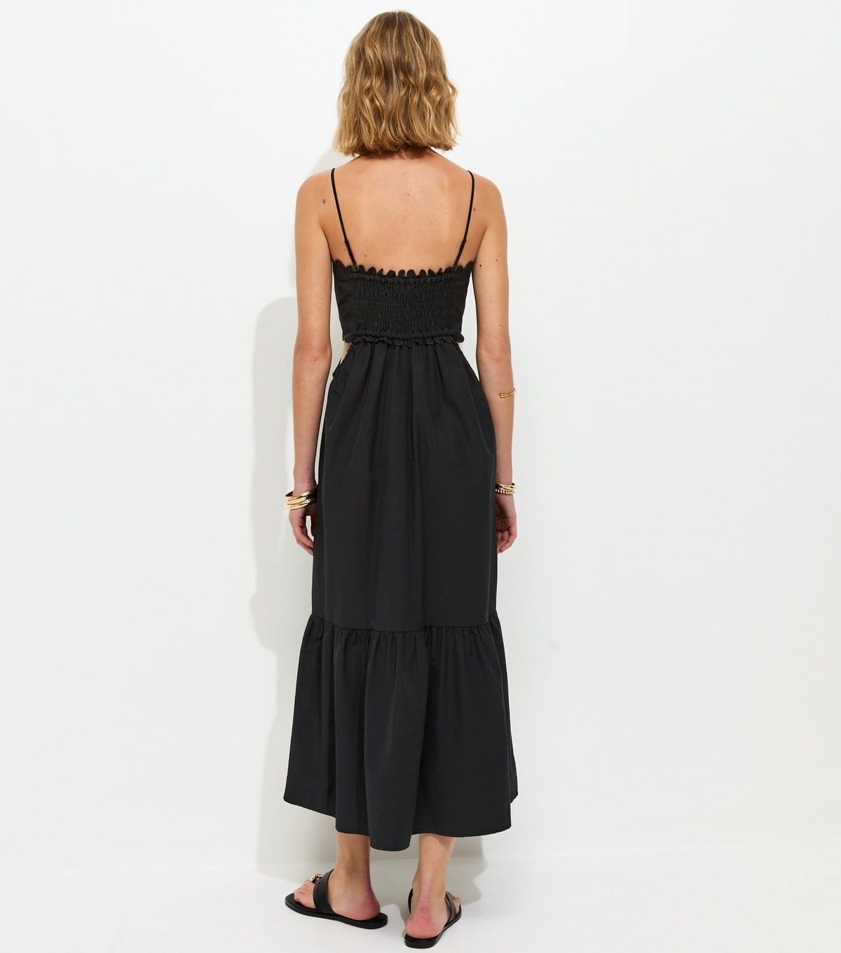 New Look Women's Black Scalloped Edge Strappy Poplin Midi Dress New Look - 4