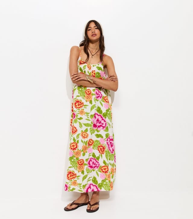 New Look Women's Cream Floral Print Maxi Smock Dress New Look - 3
