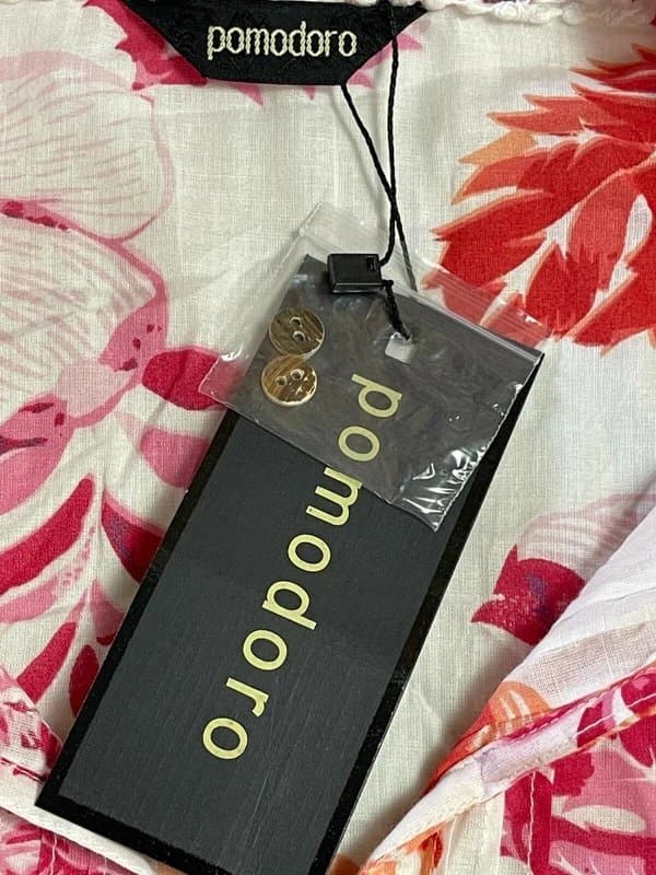 Pomodoro Pomodoro shirt size medium 12 cotton floral hawaii new (eu40) women's rrp £46
