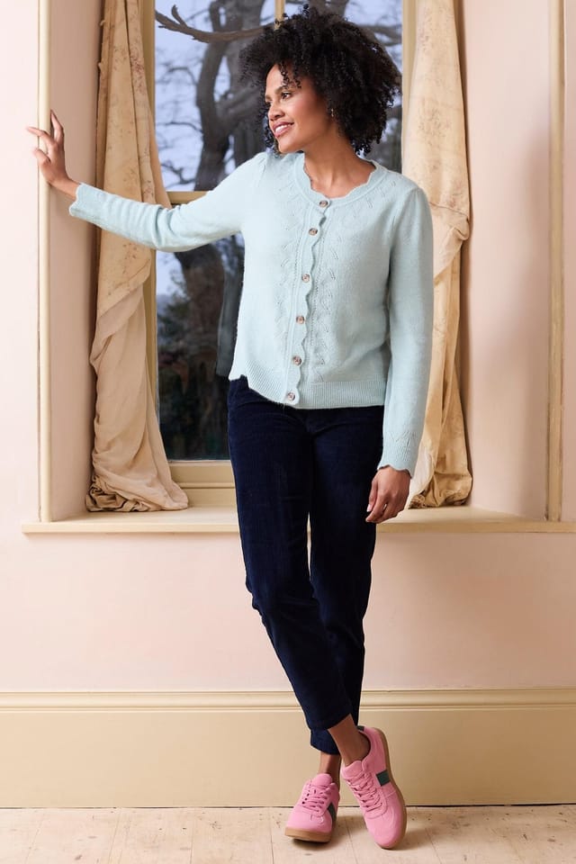 Lily & Me Lily & Me Women's Brookend Stretch Jumbo Cord Tapered Leg Trousers in Navy - 3