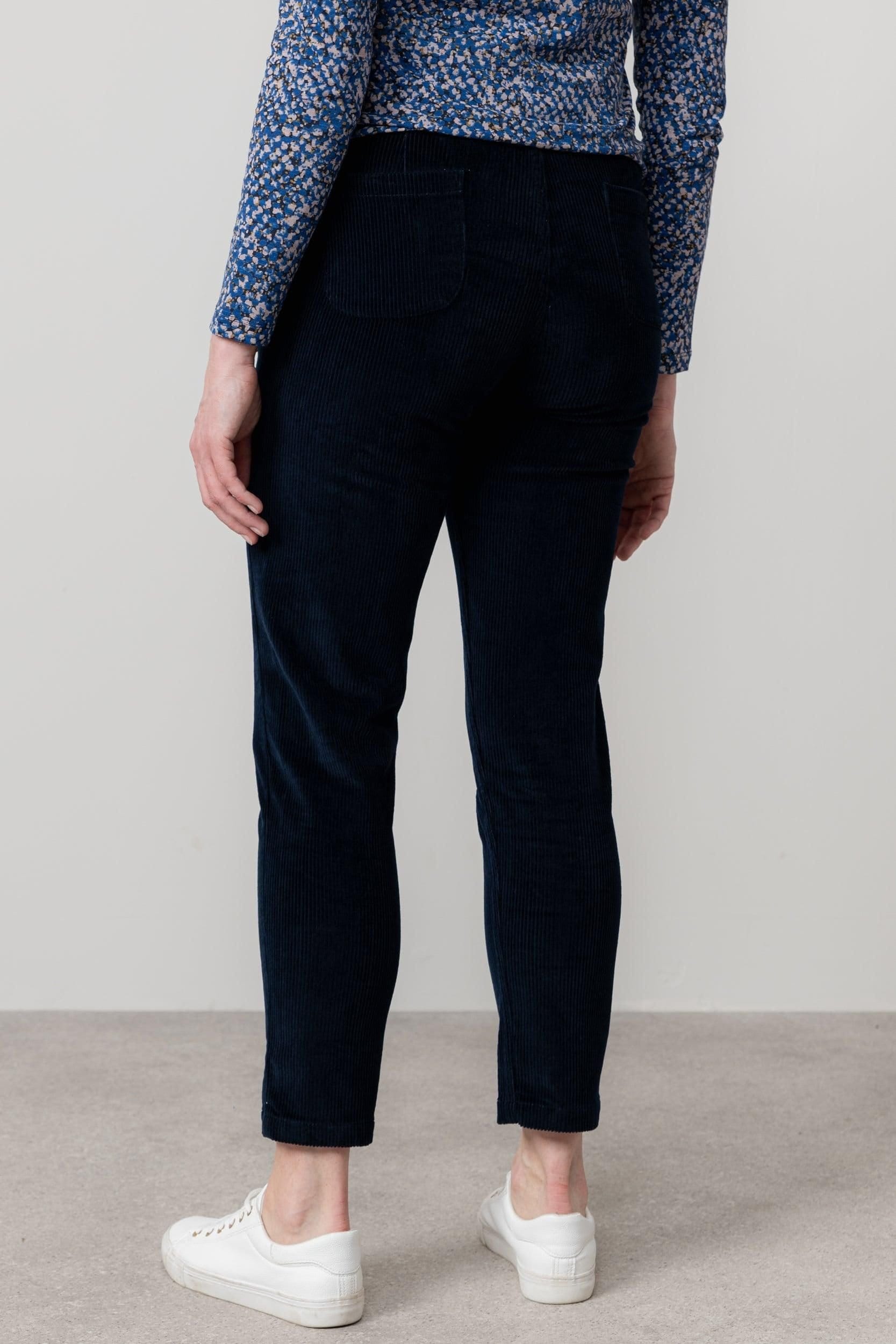 Lily & Me Lily & Me Women's Brookend Stretch Jumbo Cord Tapered Leg Trousers in Navy - 4