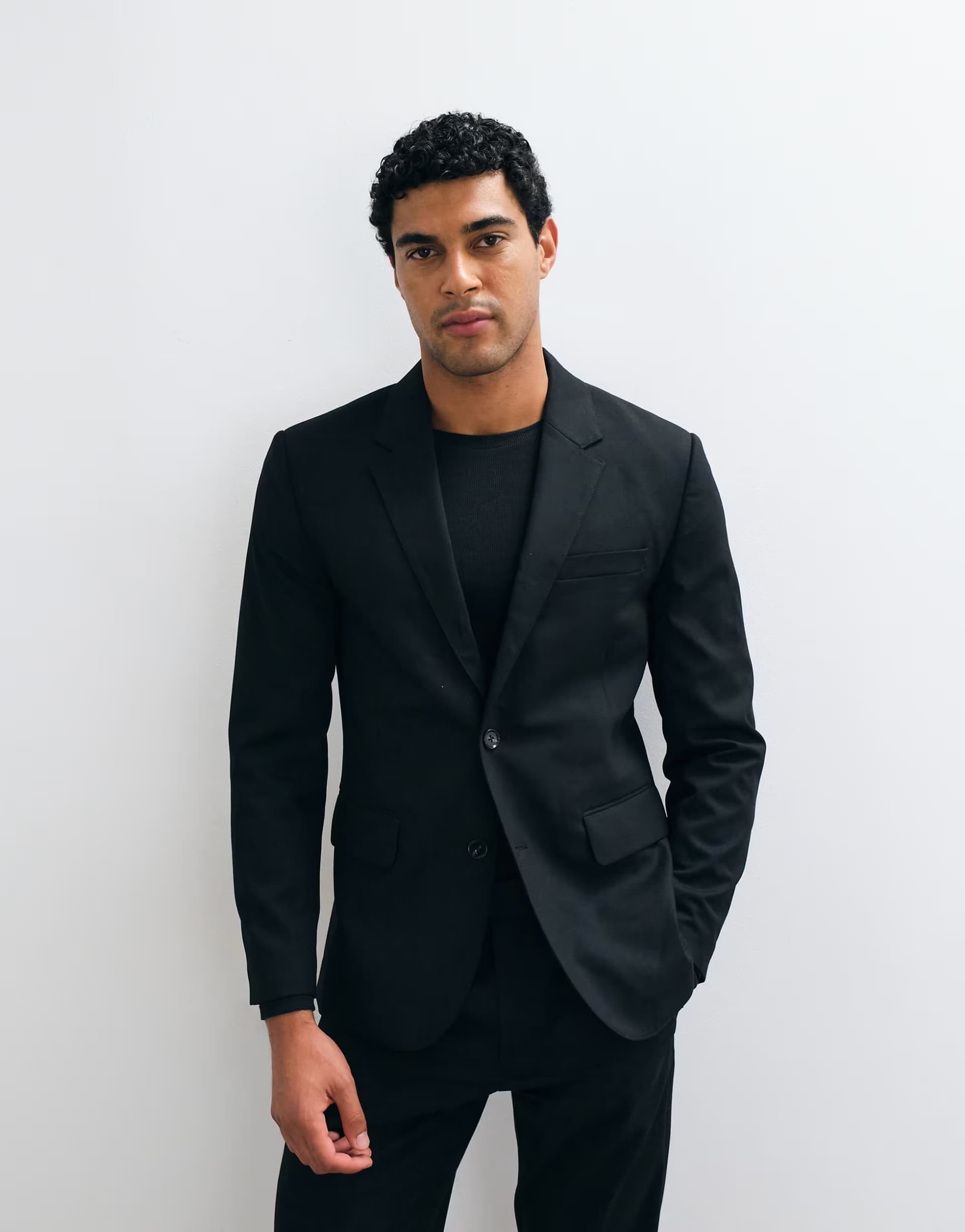 ASOS Abercrombie & Fitch Collins slim fit single breasted blazer co-ord in black
