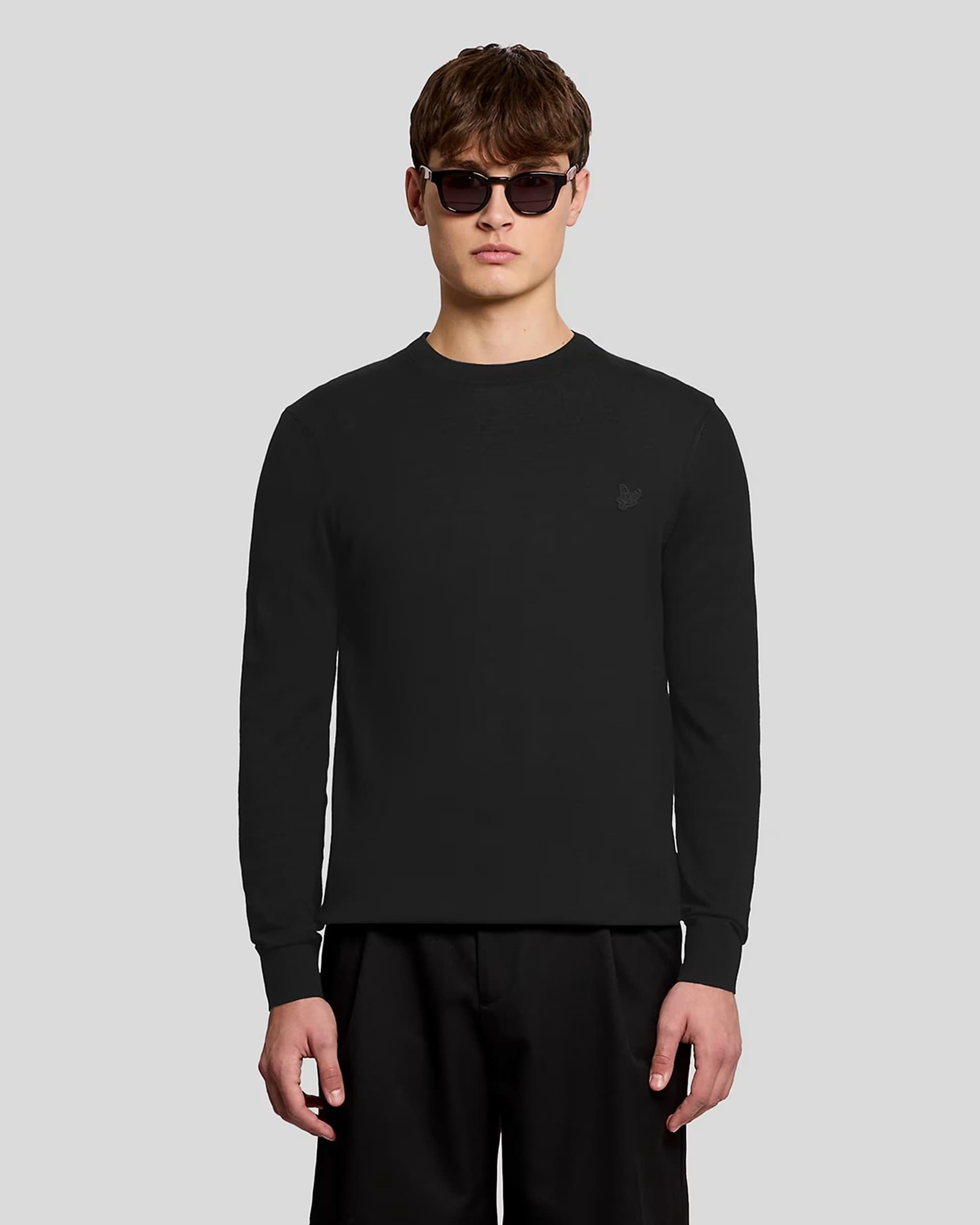 ASOS Lyle & Scott Jet Black Superfine Crew Neck Jumper