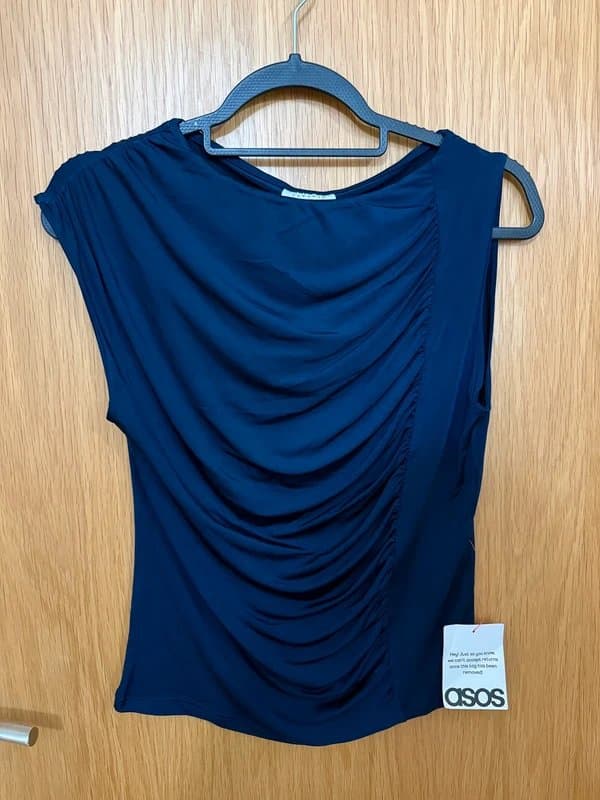 Topshop Topshop ruched draped tank in navy