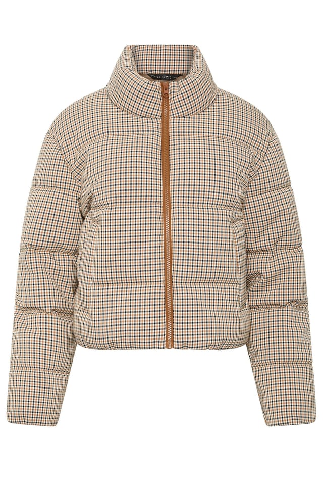 PixieGirl PixieGirl Women's Petite Check Puffer Coat in Natural - 2